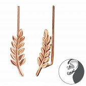 Cercei ear cuffs din argint placat cu aur roz 14K model frunza DiAmanti DIA28627